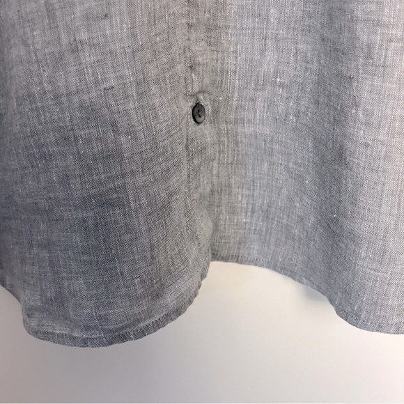 J.Jill Love Linen Gray Blue Button-Up Relaxed Fit Classic Shirt Staple Coastal - Picture 6 of 12